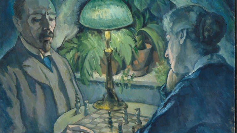 Das „Schachspiel“ (um 1916) von Paul Kayser in der Ausstellung „Home sweet Home – Das Zuhause in der Kunst“